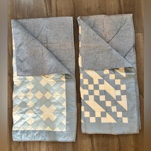 Light Blue and Cream Quilted Throw Blanket/Lap Quilt - Brand Unknown